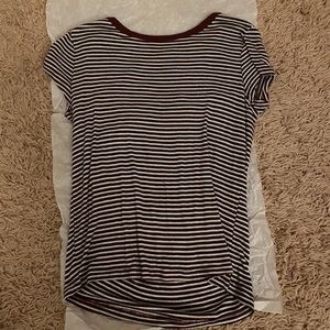 red black and white t shirt